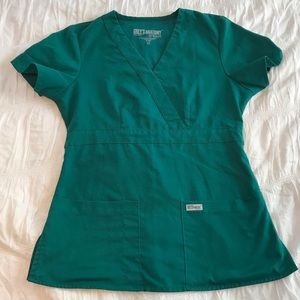 Greys Anatomy Mock Wrap Scrub Top Hunter